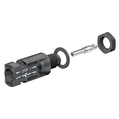 MC4-Buchse, PV-Stecker zur Montage an der Unterseite des Wechselrichters, Buchse, Querschnitt 4/6 mm2, PV-ADSP4 4/6 (-) schwarz