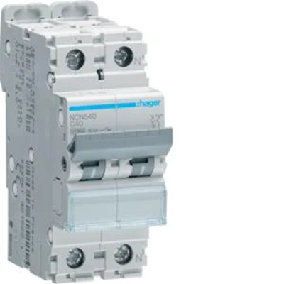 MCB Circuit breaker 10kA 1+N 40A characteristic C