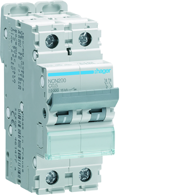 MCB Circuit Breaker 10kA 2 Pole 0.5A Characteristic C