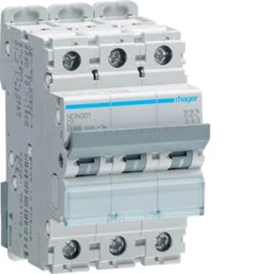 MCB Circuit Breaker 10kA 3 Pole 1A Characteristic D