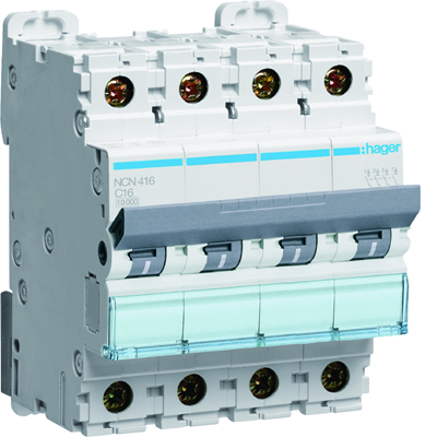 MCB Circuit Breaker 10kA 4 Pole 16A Characteristic C