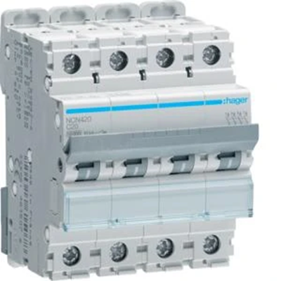 MCB Circuit Breaker 10kA 4 Pole 20A Characteristic C