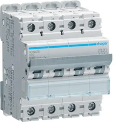 MCB Circuit Breaker 10kA 4 Pole 25A Characteristic C