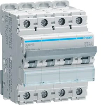 MCB Circuit breaker 10kA, 4P, type C, 6A