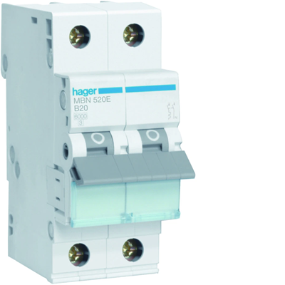 MCB Circuit breaker 6kA 1+N 20A characteristic B