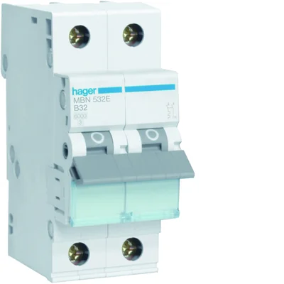 MCB Circuit breaker 6kA 1+N 32A characteristic B