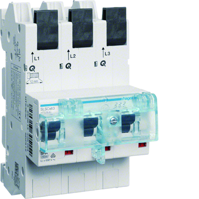 MCB SLS Selective overcurrent circuit breaker 3P Cs 63A, bus bars 40mm-12x5/10mm