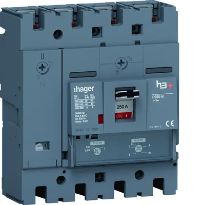 MCCB h3+ P250 4P 250A 40kA TM Power Circuit Breaker