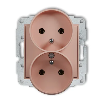 Mécanisme à double prise ICON pour châssis avec mise à la terre 2x(2P+Z) (sans obturateurs de circuit) saumon