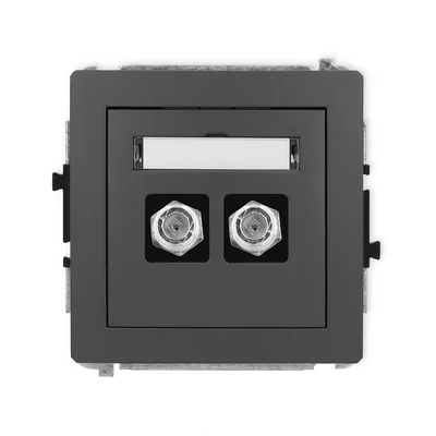Mécanisme de prise d'antenne double de type F DECO (SAT) en graphite mat nickelé