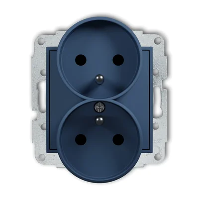 Mécanisme de prise double MINI pour cadre avec mise à la terre 2x(2P+Z) (obturateurs de circuit de courant) bleu marine
