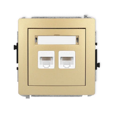 Mécanisme de prise double pour ordinateur DECO 2xRJ45, cat. 5e, 8 broches plaquées or