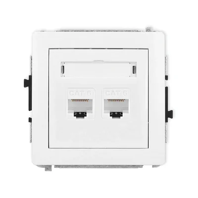 Mécanisme de prise double pour ordinateur DECO 2xRJ45, cat. 6, 8 broches, blanc