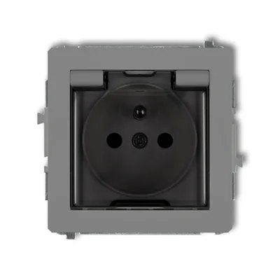 Mécanisme de prise étanche DECO avec mise à la terre 2P+Z (clapet anti-fumée, obturateurs de circuit électrique) gris mat