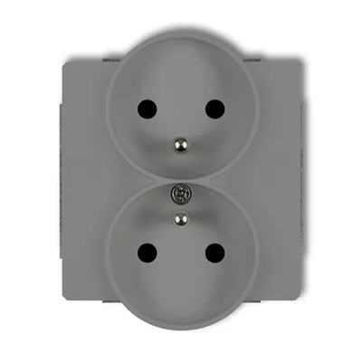 Mecanismo de doble enchufe DECO para marco blando DECO con conexión a tierra 2x(2P+Z) (obturadores de circuito de corriente) gris mate