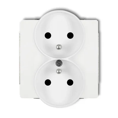 Mecanismo de doble enchufe DECO para marco con toma de tierra 2x(2P+Z) (obturadores de circuito de corriente) blanco mate