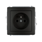 Mechanism of a single socket with grounding 2P+E without a frame, shutters for current paths IP 20, 16A 250V~, black mat