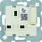 Mechanism of British standard socket with connector and contact shutters cream gloss B. Square