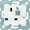 Mechanism of the British standard socket with a connector and contact shutters, glossy white B. Square