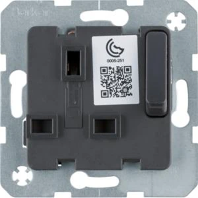 Mechanism of the British standard socket with connector and contact shutters anthracite matt B. Square