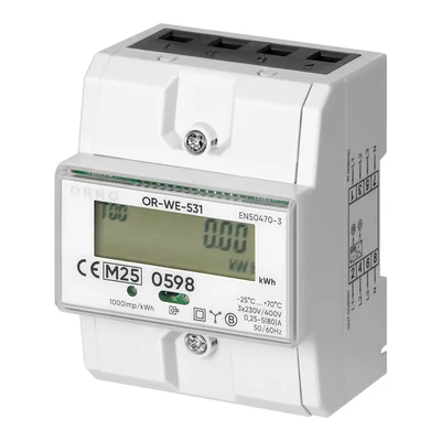Medidor eléctrico trifásico, 80 A, MID, 3 módulos, DIN TH-35 mm