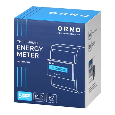 Medidor eléctrico trifásico, 80 A, MID, 3 módulos, DIN TH-35 mm