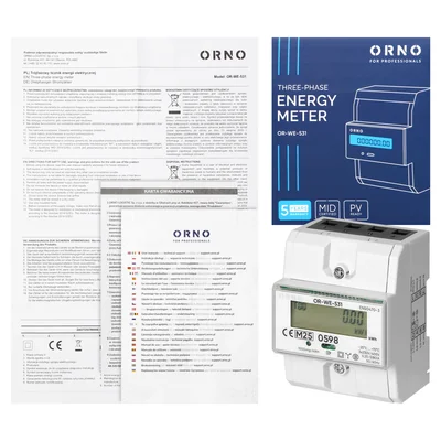 Medidor eléctrico trifásico, 80 A, MID, 3 módulos, DIN TH-35 mm