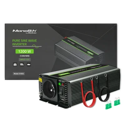 Měnič napětí Qoltec Monolith | 600 W | 1200 W | 12 V až 230 V | Pure Sinus