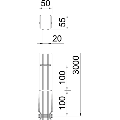 Mesh tray 50x55mm 3m GRM 55 50 G