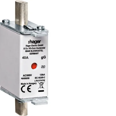 Messersicherungseinsatz NH000 gG mit Zentralanzeige 40A 500V