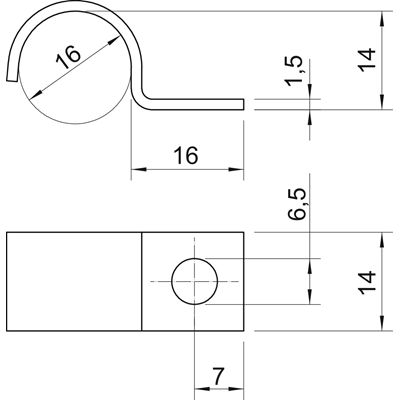 Metal cable holder 16mm 1015 15 G