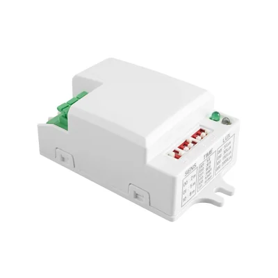 MICROWAVE MOTION SENSOR SRC812 MINI, max. 500W, AC 220-240V, 50/60Hz, OPERATING ANGLE 360*, RANGE 2-8m ± 1.5- 3.5m, IP20, WORKS WITH LED, SURFACE-MOUNTED, WHITE
