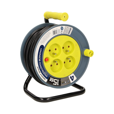 MINI cavo prolunga a bobina 4 prese senza/senza termofusibile 5m H05VV-F 3x1 lime