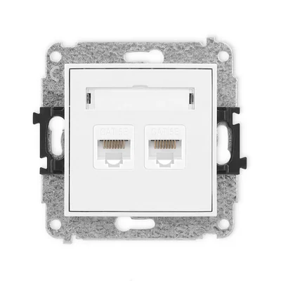 MINI Doppel-Computerbuchsenmechanismus 2xRJ45, Kat. 5e, 8-polig weiß