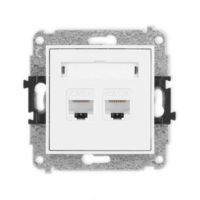 MINI Double computer socket mechanism 2xRJ45, cat. 6, 8-pin white