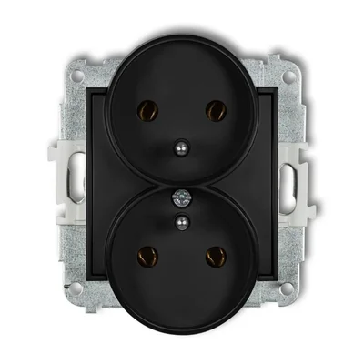 MINI Double socket mechanism for frame with grounding 2x(2P+Z) (without current path shutters) black matt