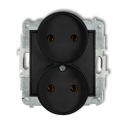MINI Double socket mechanism for frame without grounding 2x2P (without current path shutters) black matt