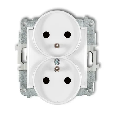 MINI Mecanismo de doble toma para marco con toma de tierra 2x(2P+Z) (obturadores de circuito de corriente) blanco