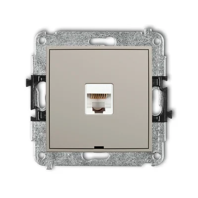 MINI Single computer socket mechanism 1xRJ45, cat. 5e, 8-pin, without labeling field, taupe