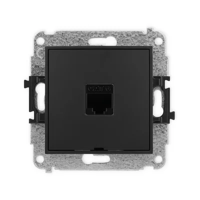 MINI Single computer socket mechanism 1xRJ45, cat. 6, 8-pin, without description field, matt black