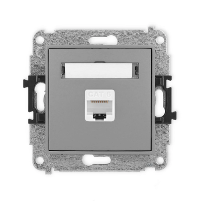 MINI Single computer zásuvkový mechanismus 1xRJ45, kat. 6, 8pin, matná šedá