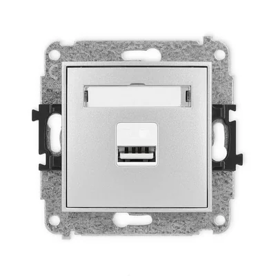 MINI Single USB Charger Mechanism USB A, 10W max., 5V, 2A Silver Metallic