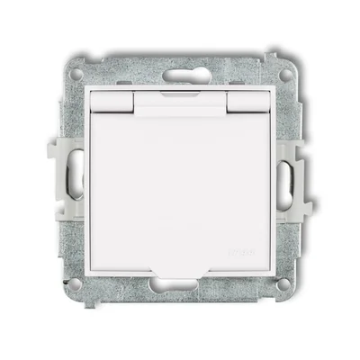 MINI Splash-proof socket mechanism with grounding 2P+Z (white flap, current path shutters) white