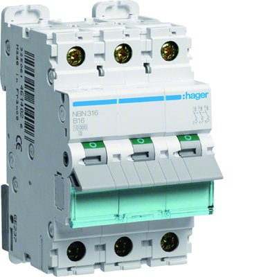 Miniature circuit breaker 10kA B 3-pole 16A