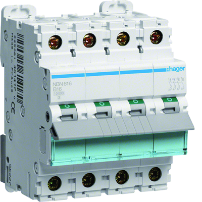 Miniature circuit breaker, 10kA, B, 3+N, 16A