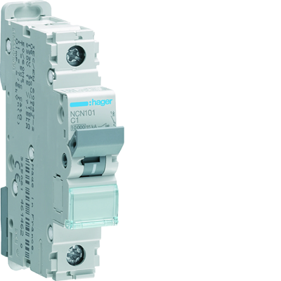 Miniature circuit breaker, 10kA, C, 1 pole, 1A char. c