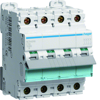 Miniature circuit breaker, 10kA, C, 3+N, 16A