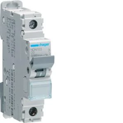 Miniature circuit breaker, 10kA, D, 1 pole, 3A char. d