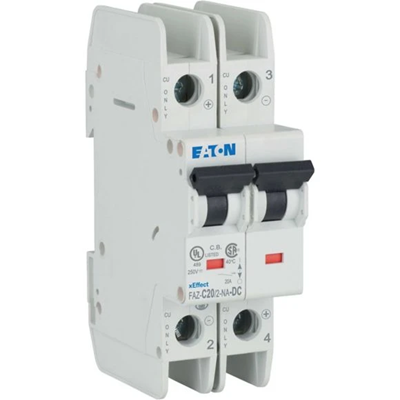 Miniature circuit breaker, 2-pole, DC version, 20A, C-Char
