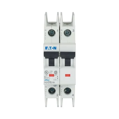 Miniature circuit breaker 2-pole NA version, 15A, C-Char